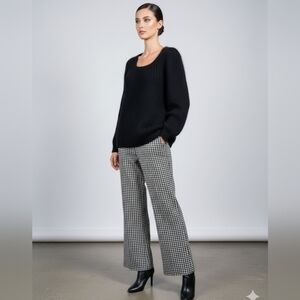 Cabi Black and White Houndstooth Wide Leg Pants - Size 8